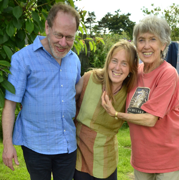 Photo of Chris Johnstone, Claire Carr and Joanna Macy, copyright Bernard Boisson